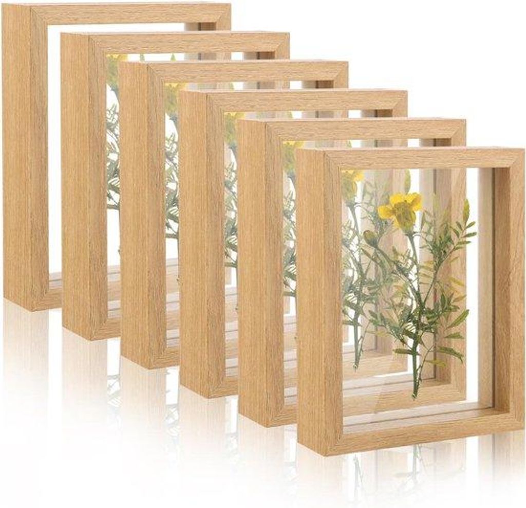 6 Stück Glas-Foto-Framen - 7 x 5 Zoll doppeltes Glas schwebendes Foto-Framen - für Schreibtisch oder Wand Dekoration - Zuhause und Büro Nachbildung