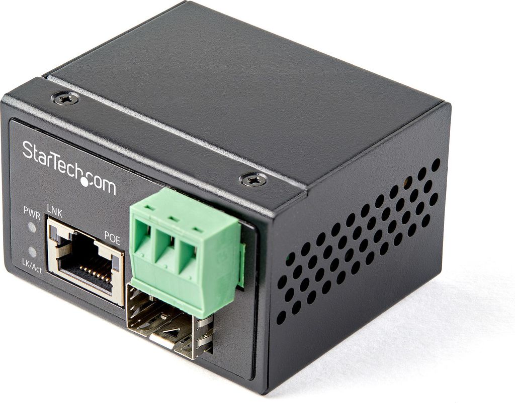 StarTech.com PoE + Industrial Media Converter 30W - Medienkonverter LWL Kupfer - Singlemode-/Multimode Glasfaser auf Kupfer Gigabit Ethernet - Mini...