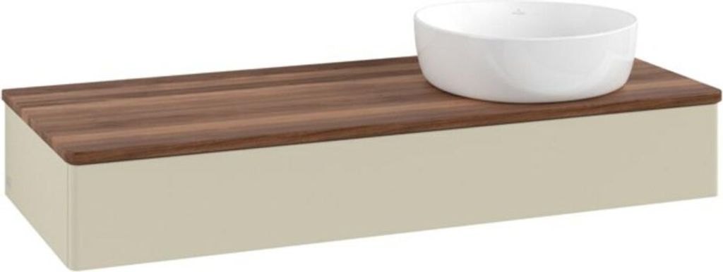 V&B Waschtischunterschrank ohne Frontstruktur, mit Beleuchtung Antao 120x19x50cm, WBP w. wal, si Gr m Lac