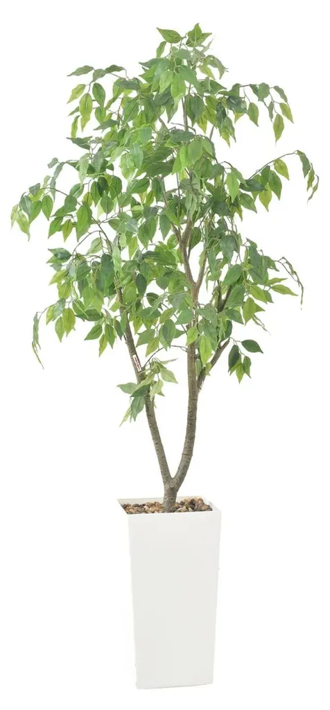 Plante verte artificielle grand format 150cm en pot blanc pour salon