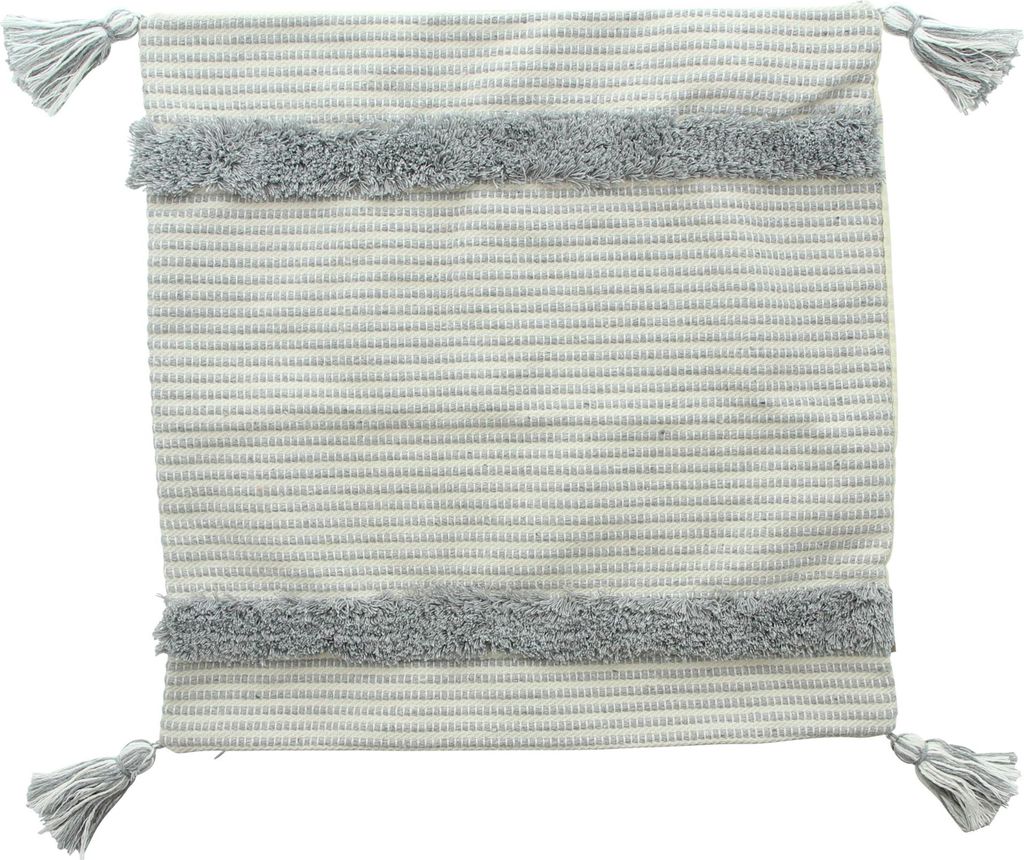 Kissenhülle Stipes Quasten 45x45cm – creme/blau, Kissenbezug