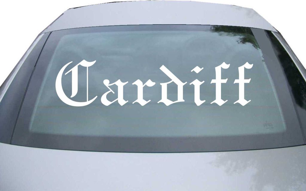 Indigos UG - Aufkleber Heckscheibe & Motorklappe DE6608 - weiß - 600x142 mm - Cardiff - Auto Scheiben Fenster Heckklappe Tuning Racing JDM - Die cut