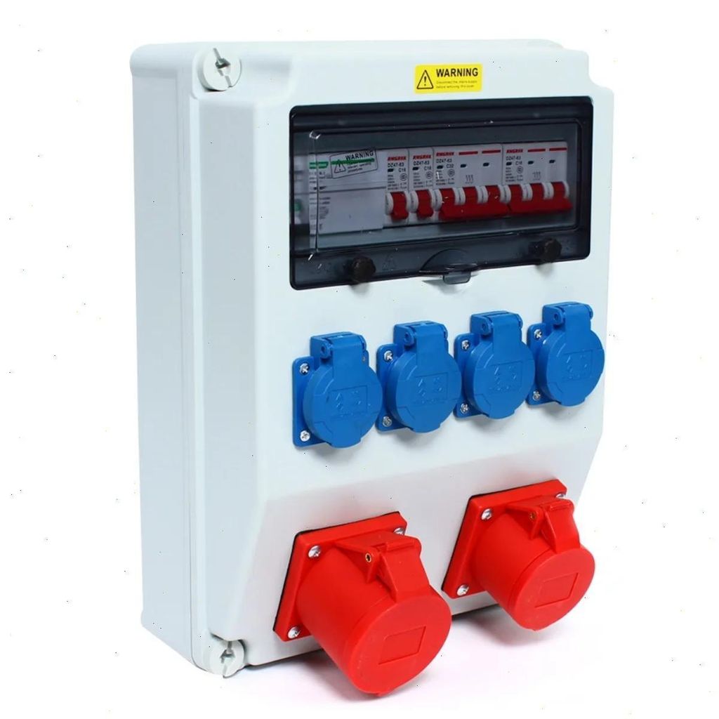 Wandmontierte Steckdosenbox - Stromverteilerkasten - 16A 32A 5-polige CEE-Steckdosen - RCD Fehlerstromschutzschalter - Wasserdichtes ABS - Weiß