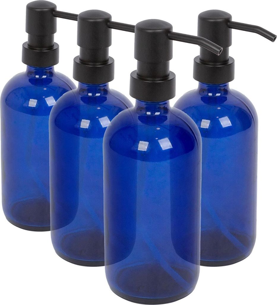 Harbor Housewares Seifenspender aus Glas – 500 ml – Blau – 4 Stück