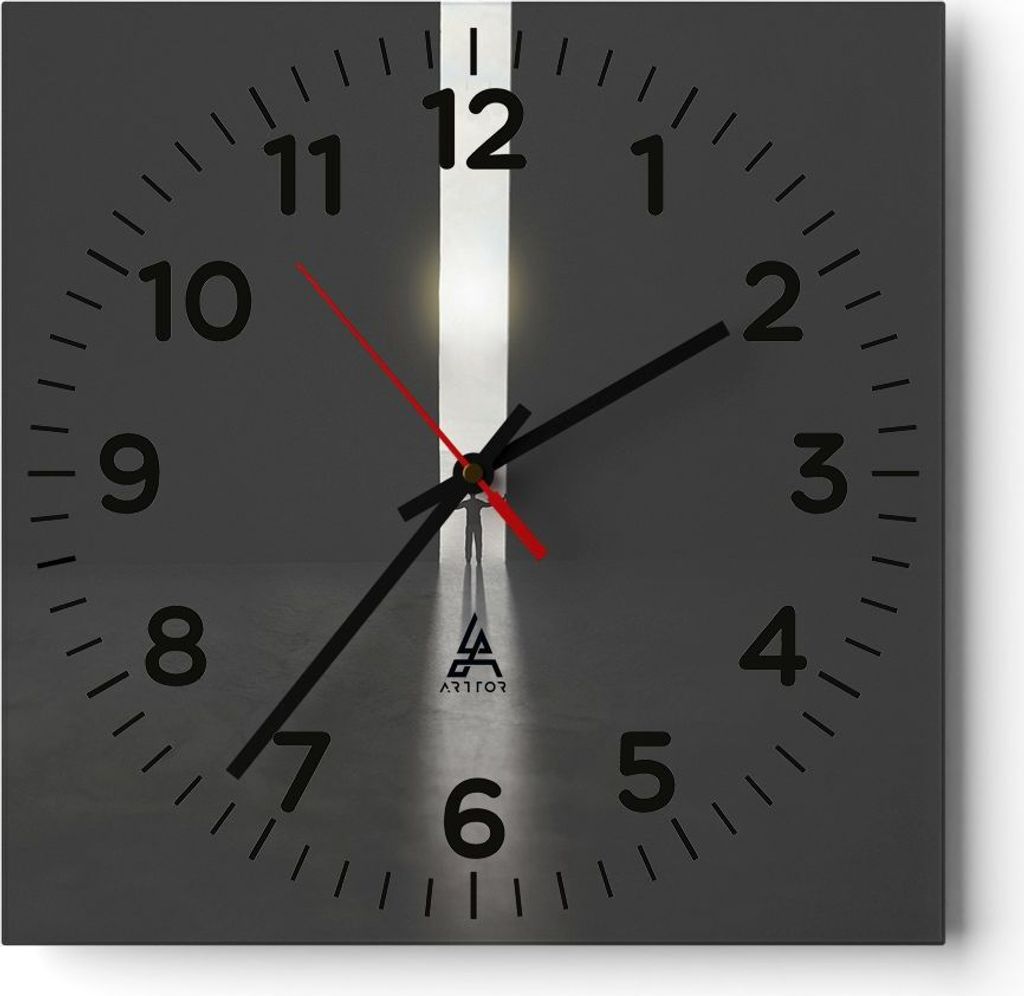 Wanduhr - Quadrat - Glasuhr - Tor Mensch Licht - 40x40cm - Produktbild 