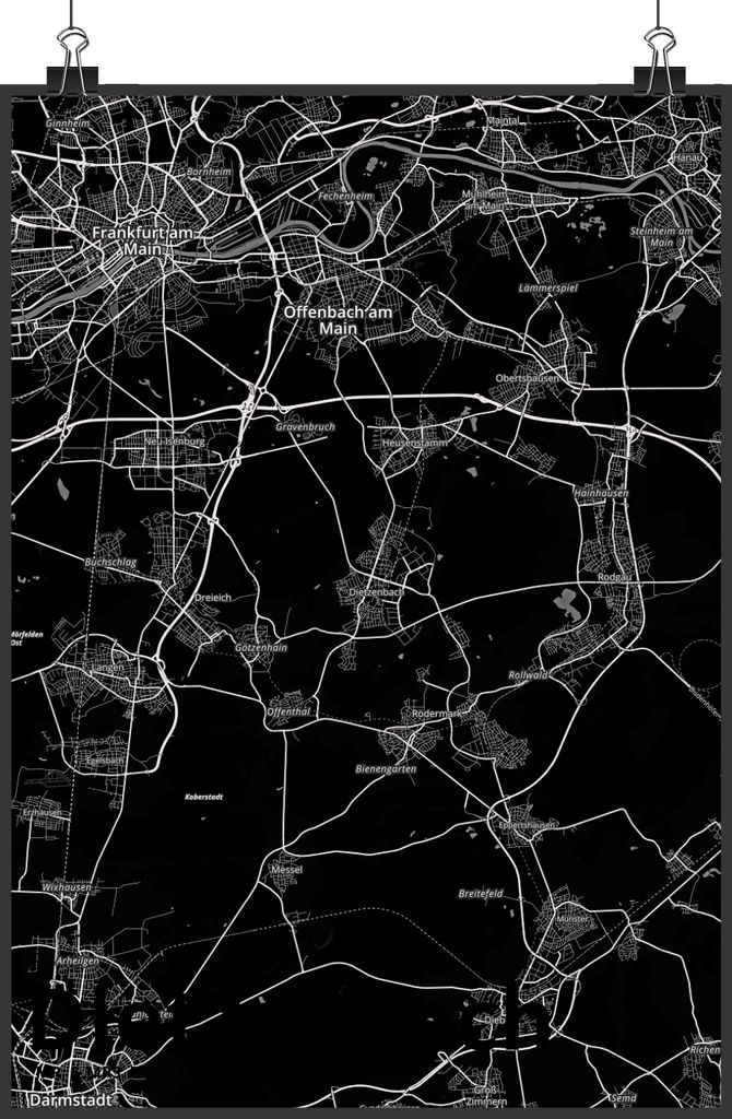 Mr. & Mrs. Panda Bild Dietzenbach DIN A4 - Geschenk, Wandbild, Stadt Dorf Karte Landkarte Map Stadtplan, wanddeko, wandkunst, Kunstdruck, drucke