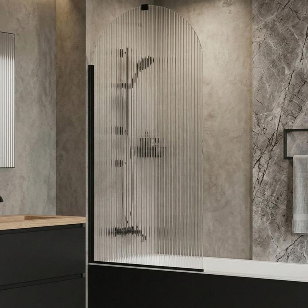 Pare-baignoire flûté – 80 x 140 cm – Noir – LIVIA Image du produit 