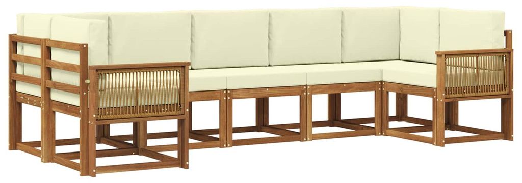 vidaXL Outdoor-Sofagarnitur 7 pcs Natur und Creme Massivholz Akazie