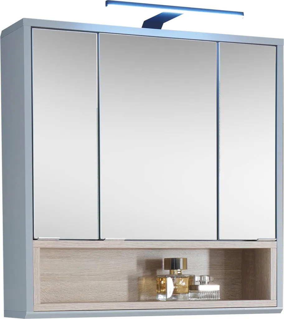 Meuble miroir de salle de bain Tunis avec éclairage LED intégré 65 cm
