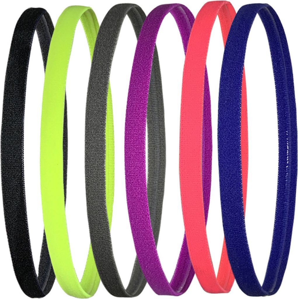 6er-Pack elastische Sport-Stirnbänder, rutschfest, schweißabsorbierend, für Damen und Herren
