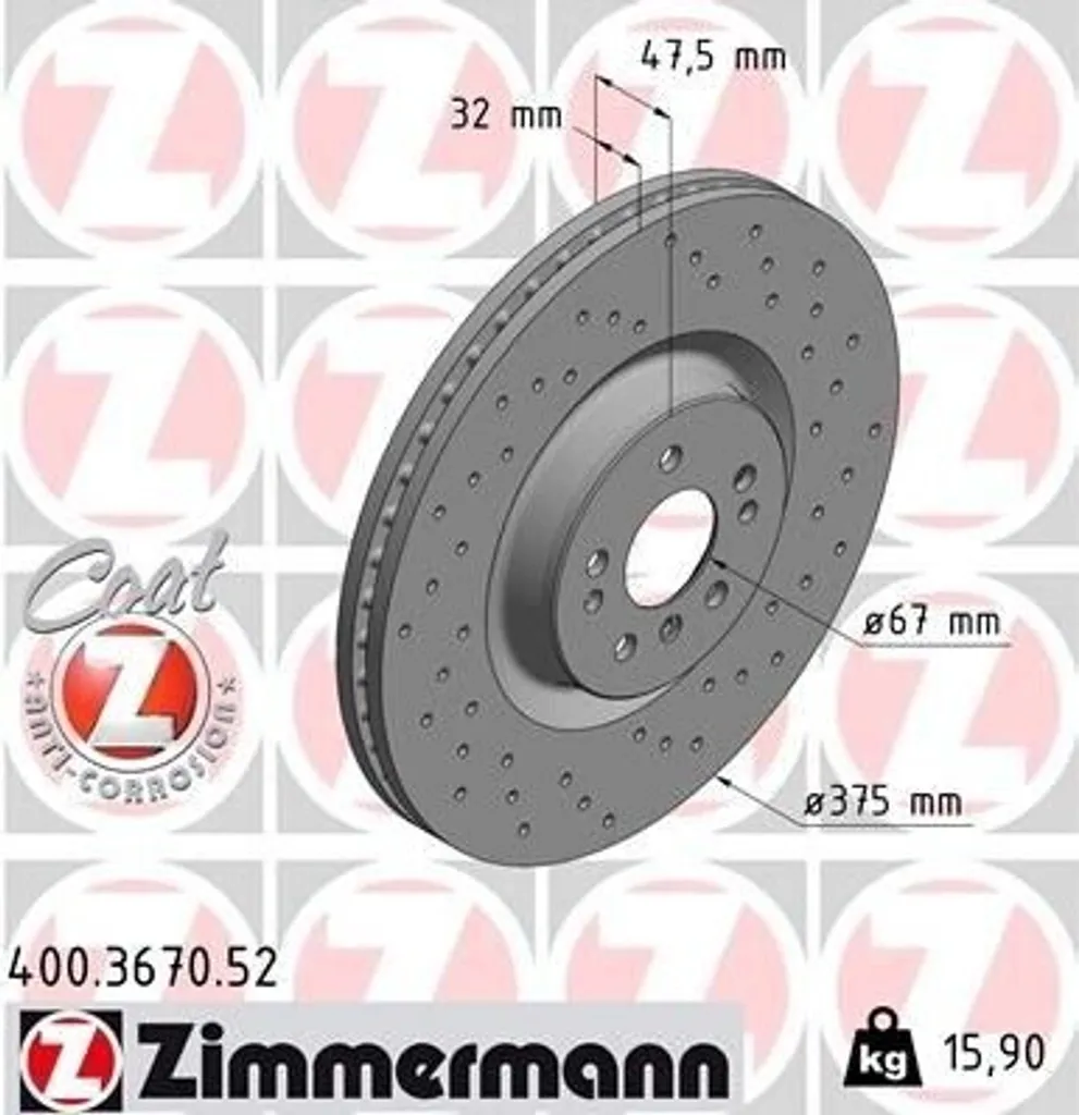 Stop vibrations freinage Mercedes Classe R GL Disque Zimmermann 400.3670.52