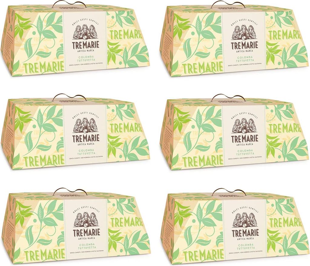 6x Tre Marie Colomba Tuttuvetta Typisches Dessert der Ostertradition Osterkuchen ohne kandierte Früchte, mit Rosinen 1Kg