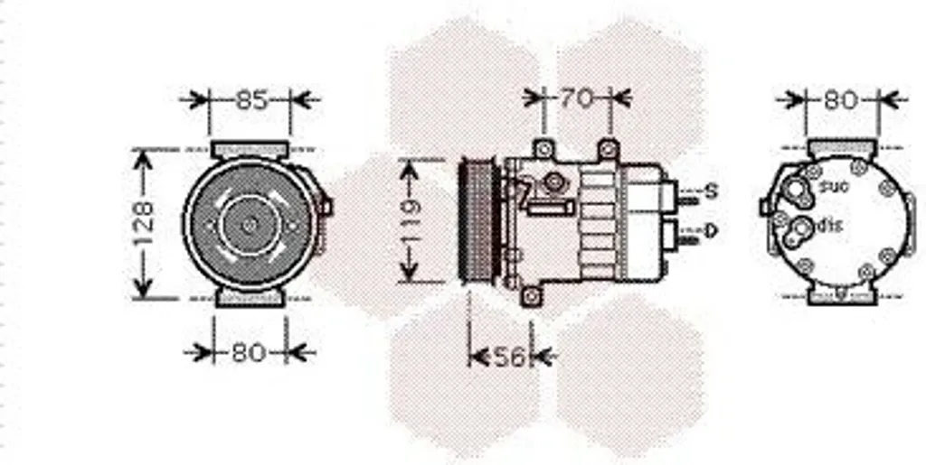 Compresseur de climatisation VAN WEZEL 0900K253 SD7V16 pour FIAT Scudo
