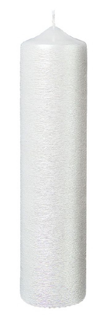 Stumpenkerze quer geriffelt weiß perlmutt 250/60 mm