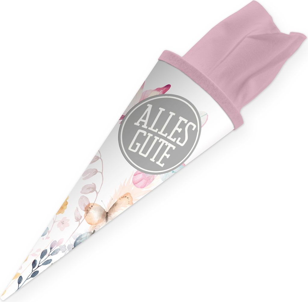 itenga Geschwisterschultüte Schmetterling 35 cm mit Sticker "Alles Gute"