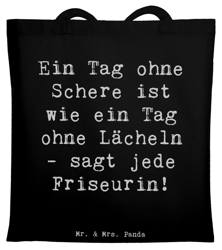 Mr. & Mrs. Panda Schultasche Spruch Friseurin Schere - Schwarz - Geschenk, Berufsprodukte, Shopping Tasche, Beruf, Friseurberuf, Stylistin, weise W...