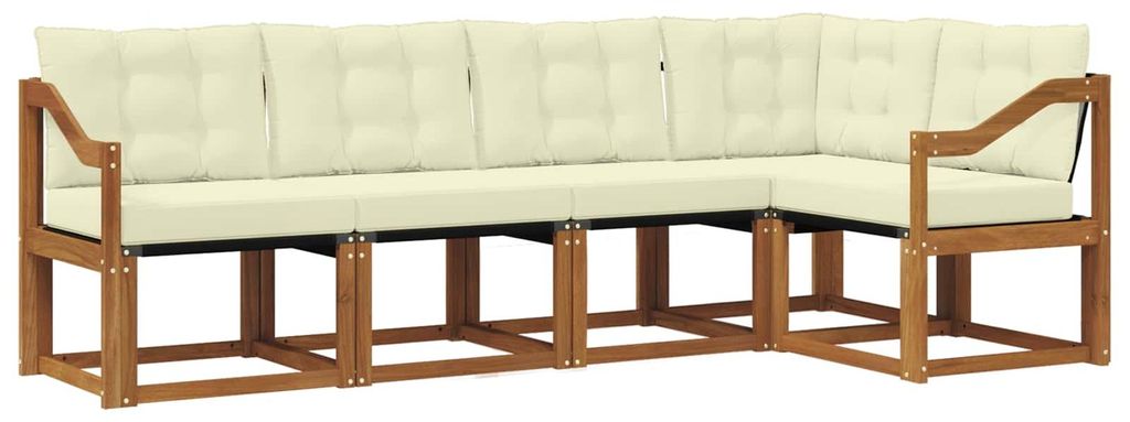 vidaXL Outdoor-Sofagarnitur mit Kissen 5 pcs Natur und Creme
