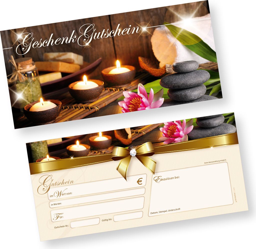 Geschenkgutscheine Wellness (250 Stück) einfach Werte eintragen und stempeln, für Massage & Beauty