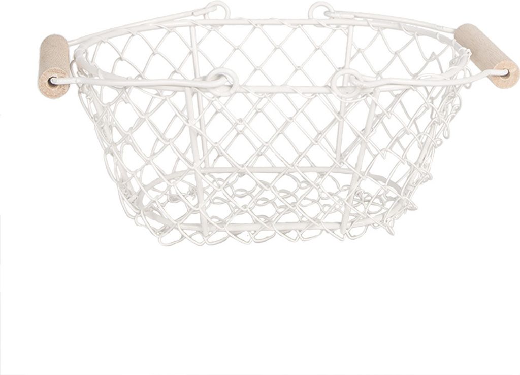 Clayre & Eef Aufbewahrungskorb 20x15x9 cm Weiß Eisen Oval Produktbild 