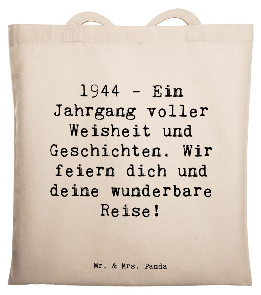Mr. & Mrs. Panda Einkaufstasche Spruch 1944 Geburtstag - Transparent - Geschenk, Tasche, Geschichten, Happy Birthday, Laptoptasche, Geburtstagsgesc...