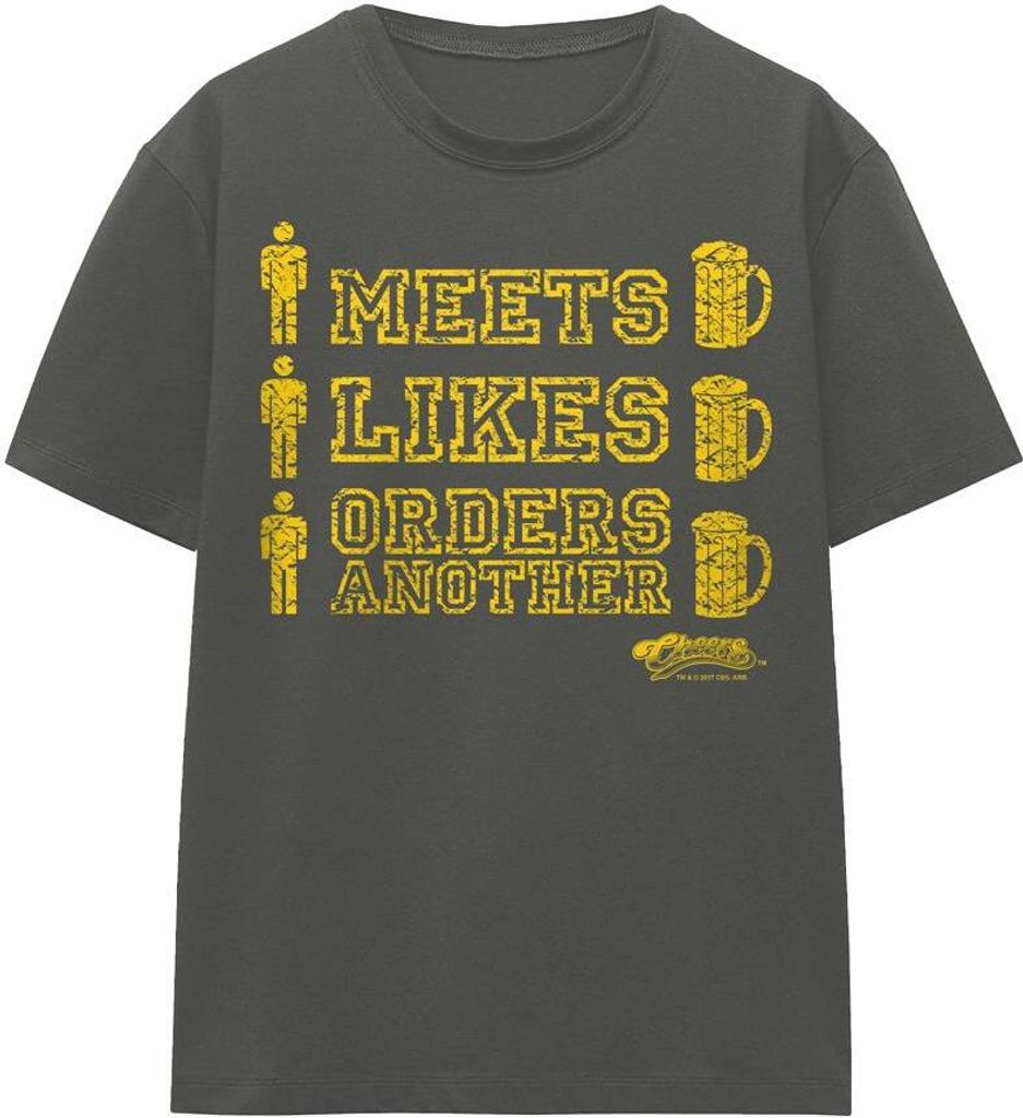 Cheers - "Man Meets Beer" T-Shirt für Herren/Damen Uni TV15543 (S) (Holzkohle)