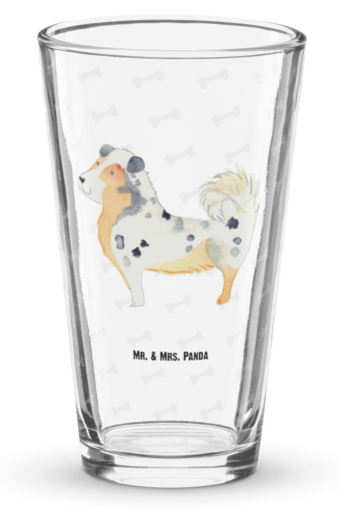 Mr. & Mrs. Panda Wasserglas Hund Australien Shepherd - Transparent - Geschenk, Longdrinkglas, Cocktailglas, Glas, Sprüche, Spruch, Pintglas, Tumbler