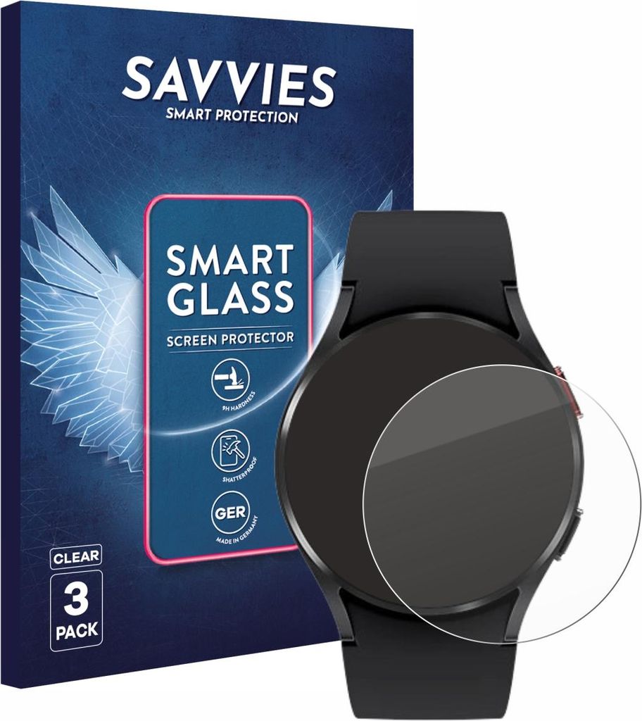 3x Savvies Schutzglas Folie für Samsung Galaxy Watch 4 Produktbild 