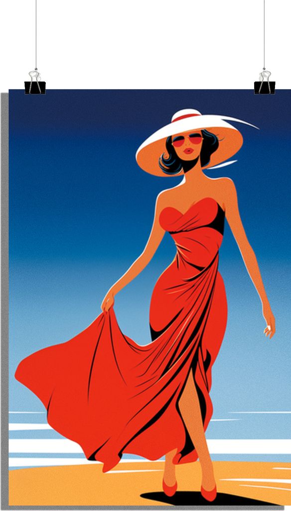 Frauenposter - Strandlandschaft Poster - Kleid Poster - Naturposter - 51x71cm - Perfekt zum Einrahmen