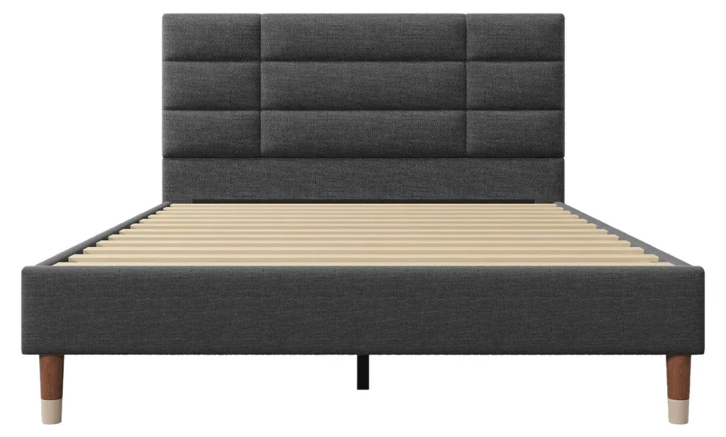 Lit 140x200 cm moderne gris foncé idéal pour chambre adulte cosy