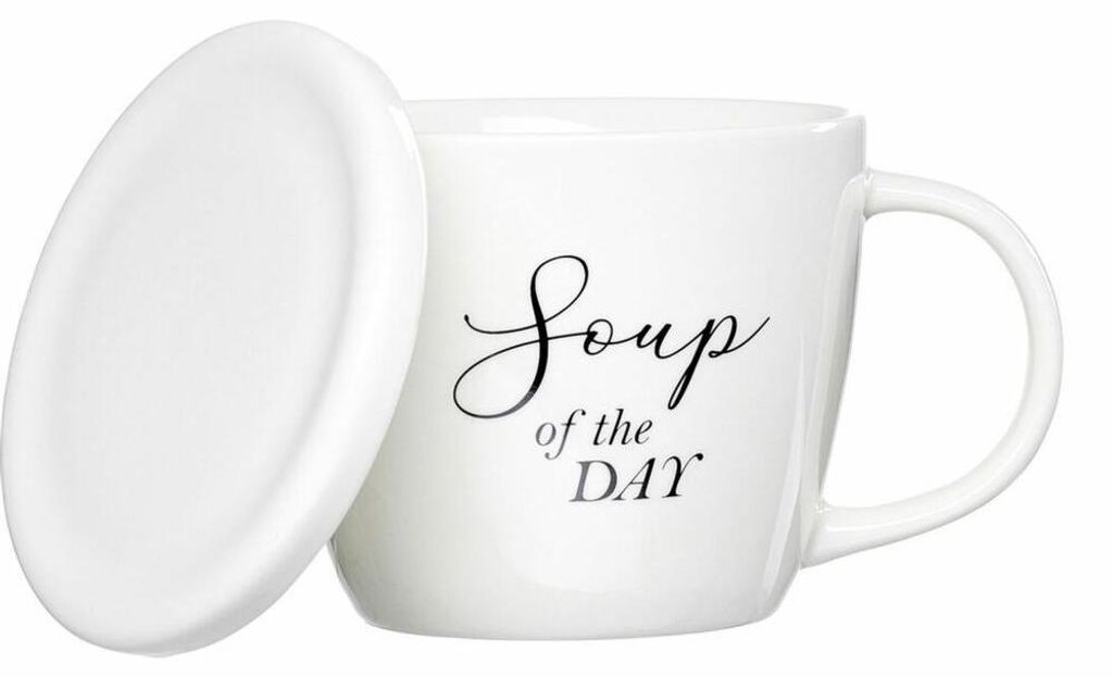 Ritzenhoff & Breker Suppentasse mit Deckel Soppa Day, Becher, Porzellan, Weiß, 460 ml, 428483
