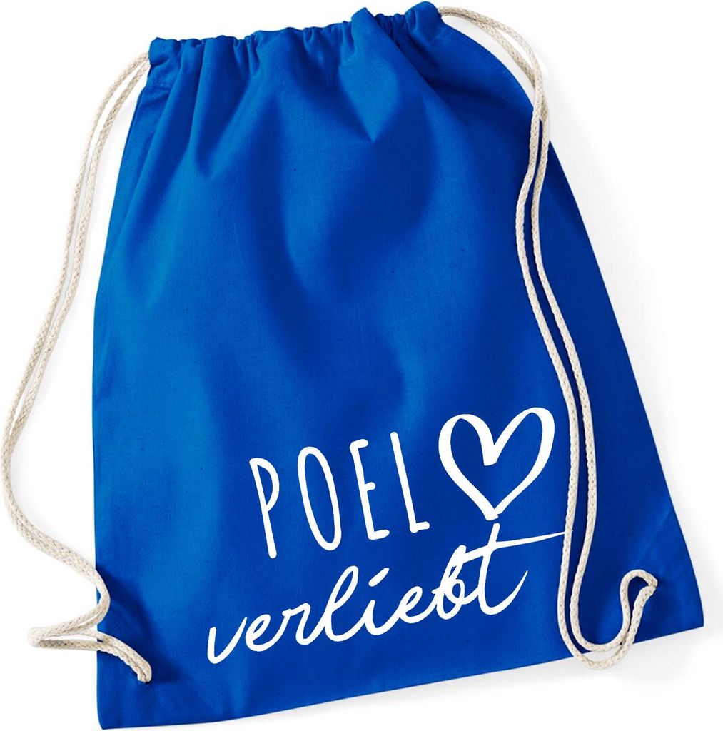 Huuraa Turnbeutel Poel verliebt 12 Liter Bright Royal Baumwolle Rucksack Geschenkidee