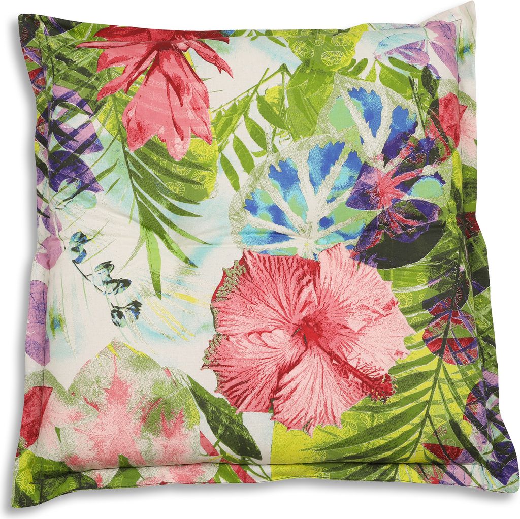 GO-DE Textil, Hocker-Auflage, Blume/Blätter bunt, 2944-03
