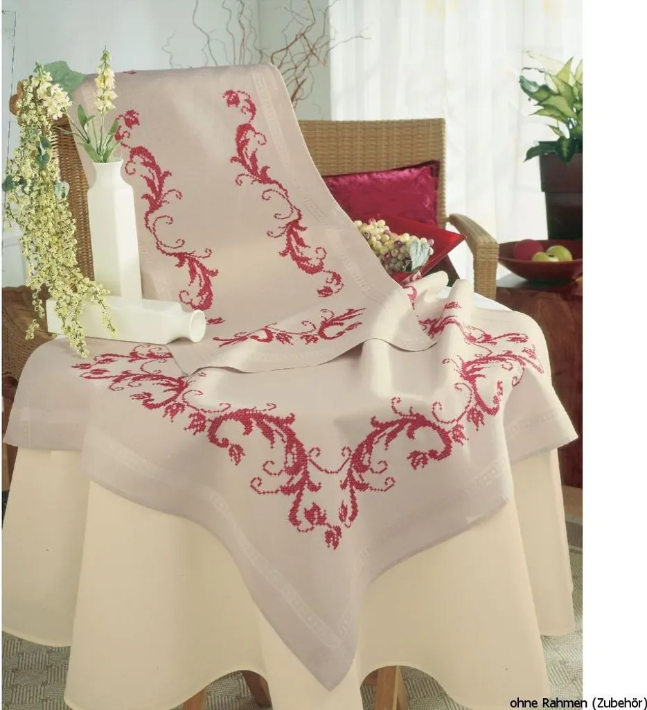 Runner Tavola Moderno Vervaco Bordeaux Geometrico Kit Ricamo Fai-da-te