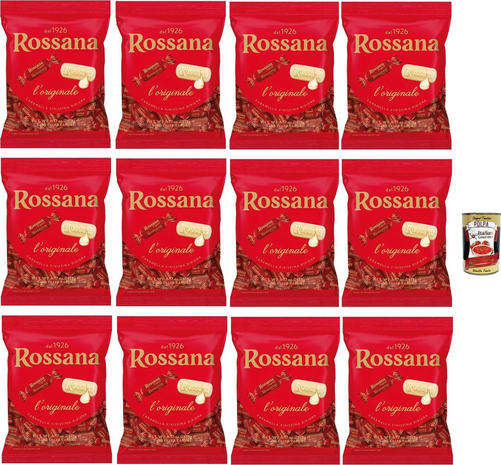 PERUGINA Rossana Caramelle con ripieno cremoso e unico, Süßigkeiten mit cremige und einzigartige Füllung italien lollies Bonbons Beutel 12x 194g...