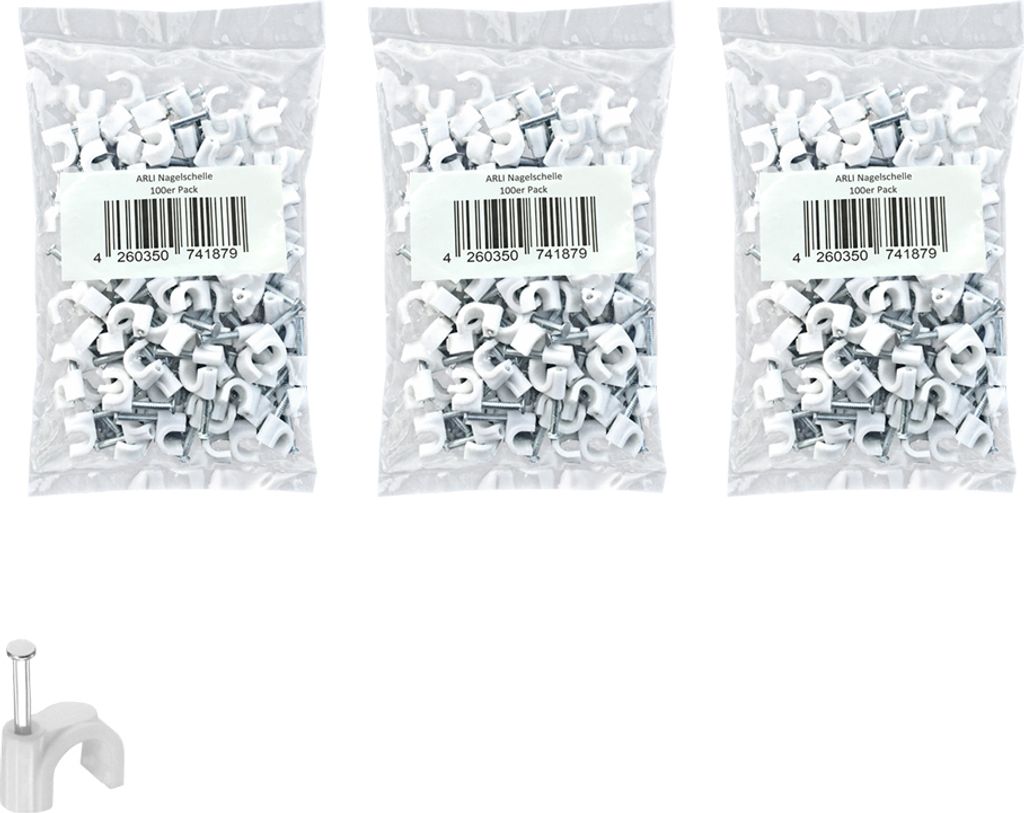 300x ARLI Nagelschelle weiss 100x 7mm + 100x 10mm + 100x Produktbild 