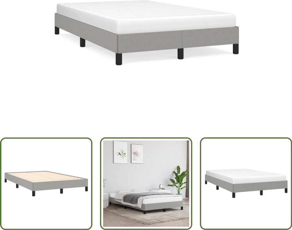The Living Store Bettgestell Hellgrau 120x190 cm Stoff