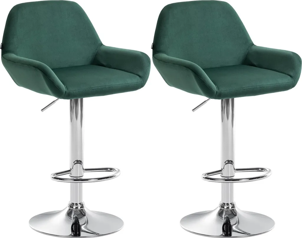 Lot de 2 tabourets de bar Braga en velours gris foncé et métal blanc mat