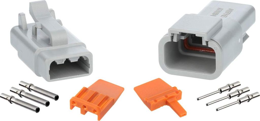 Amphenol AS-3SM/F 109 SET-Steckverbindung ATM-Serie 1xStift/1xBuchse, 3-polig, Crimpanschluss Isolationsdurchmesser
