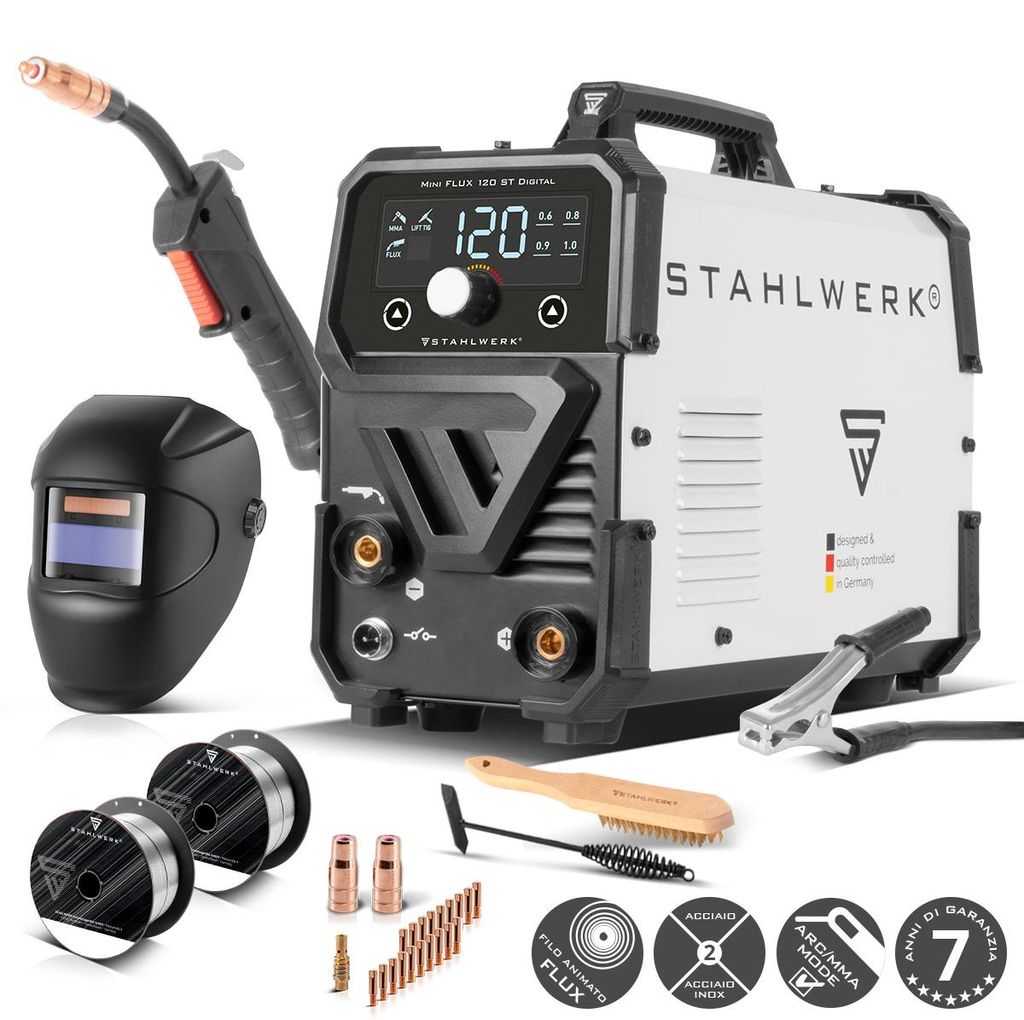 STAHLWERK Saldatrice Mini FLUX 120 ST Digital - Immagine del prodotto  Immagine generata dall'IA