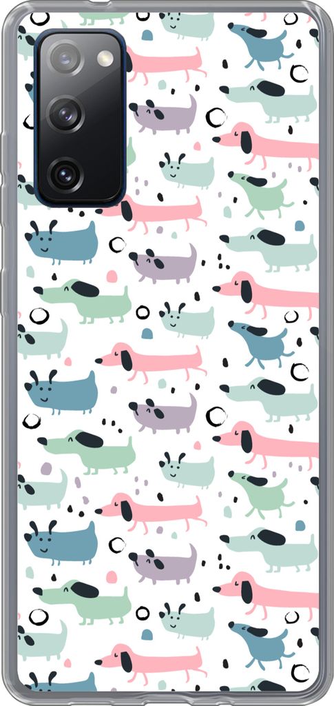 MuchoWow Handyhülle Schutzhülle Hülle für Telefoonhoesje Samsung Galaxy S20 FE Muster - Hund - Zeichnung - Jungen - Mädchen - Kinder - Kinde...
