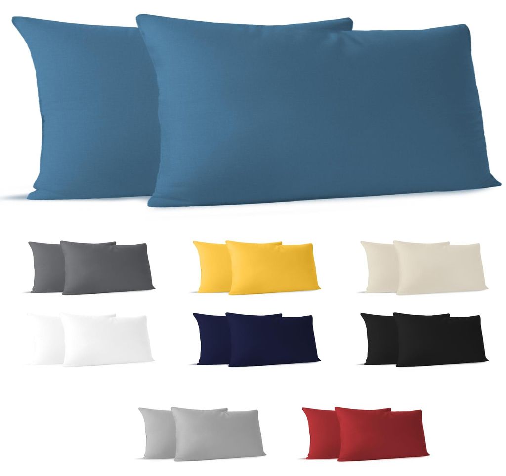 Kissenbezug 40 x 80 cm (2er-Set) – 100 % Jersey-Baumwolle, 150 g/m² – Blau – Für Kissen der Größe 40 x 80 cm – Kissenbezug – Nachhalt...