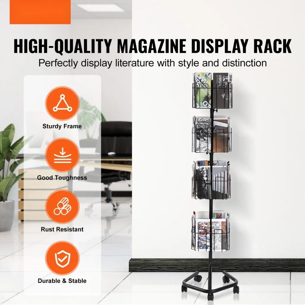 Porte-brochures rotatif avec 32 compartiments et 5 roulettes - Modèle PRO - 2