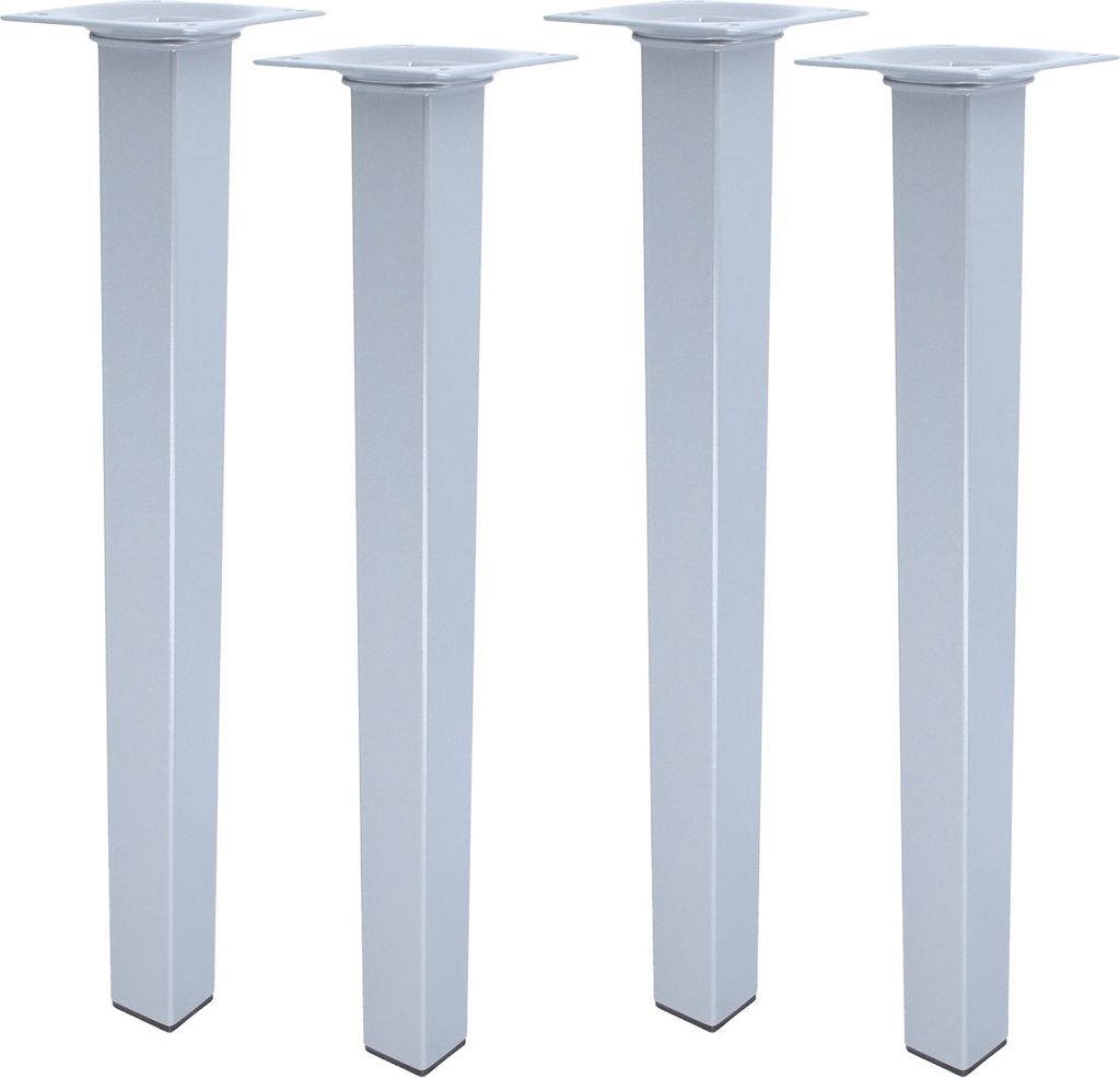 Möbelstempel 4er Set Möbelfüße Tischbeine Möbelstützen Silber 25x25mm eckig Sofafüße 350mm