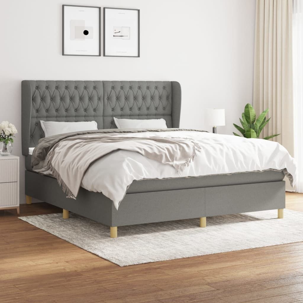 The Living Store Boxspringbett mit Matratze Dunkelgrau 180x200 cm Stoff