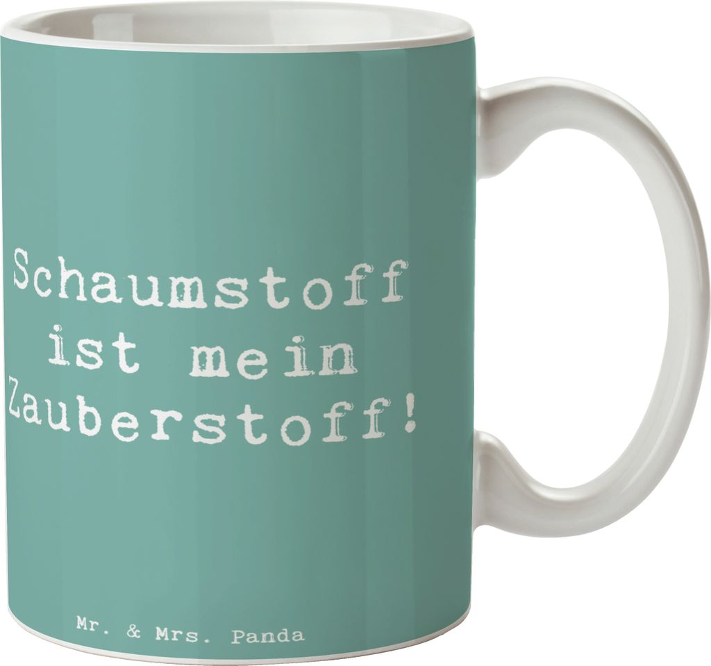 Mr. & Mrs. Panda Kaffeetasse Spruch Zauber der Polsterin - Meeresbrise - Geschenk, Berufsliebe, Möbelrestaurierung, handgefertigte Geschenke, Pols...
