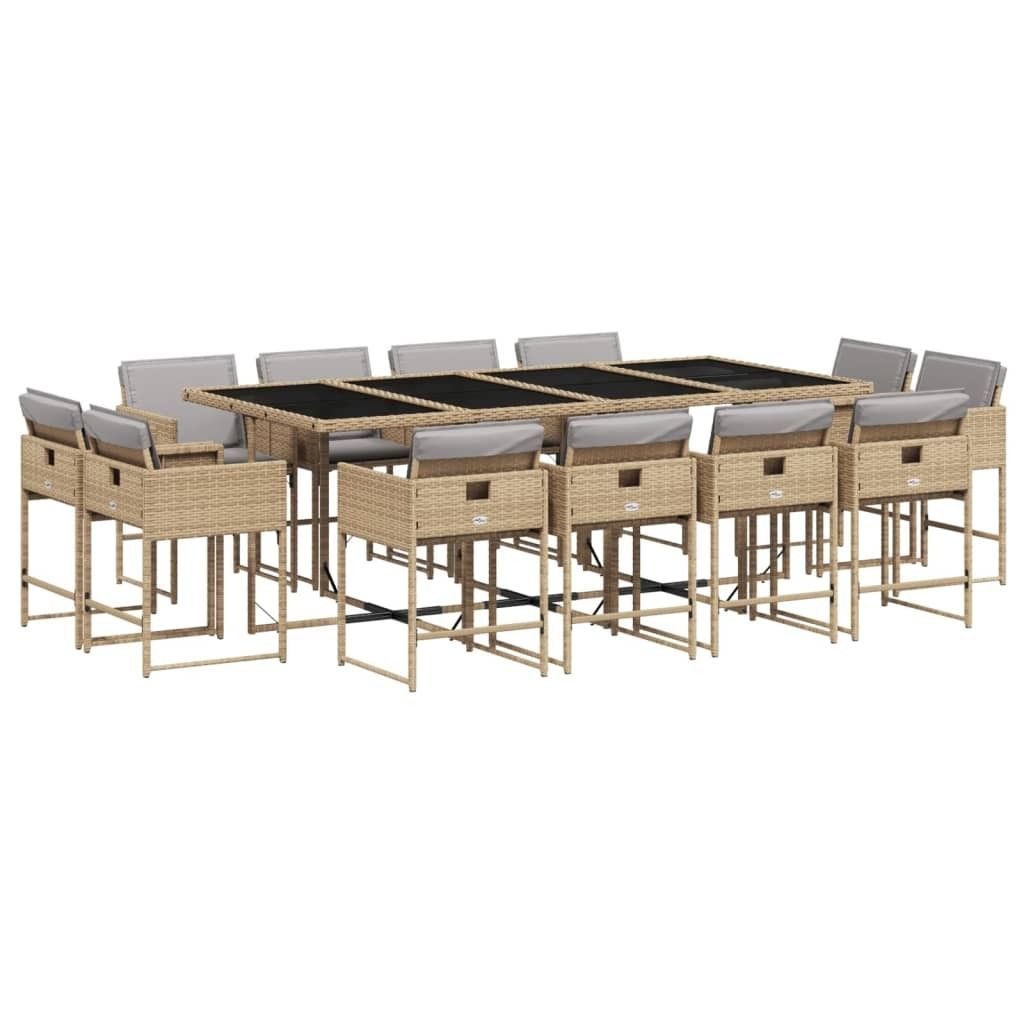 "WINTER SALE" 13-tlg. Garten-Essgruppe - elegantes Design - Sitzgruppe/Gartenmöbel-Set - mit Kissen Beigemischung Poly Rattan - Terassenmöbel Neu...