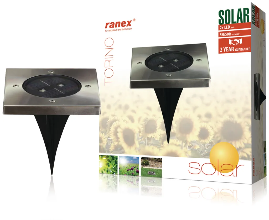Ranex RA-5000406 Spot Solaire à Encastrer LED en Acier Inoxydable Chic