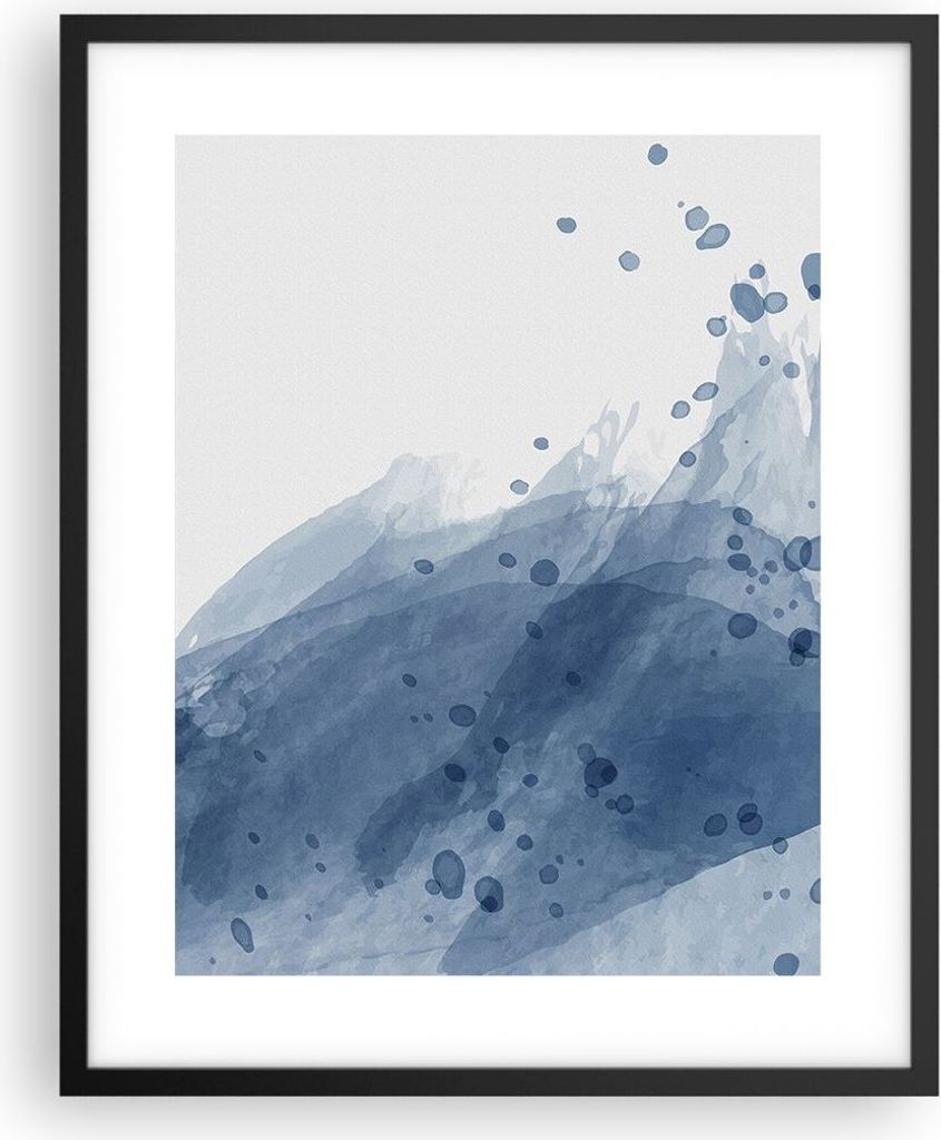 Gerahmtes Poster - Schwarzer Rahmen - Blau Weiß Hintergrund Produktbild 