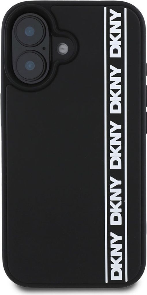 DKNY iPhone 16 Back cover case - D Rubber Repeat Logo Line - Black