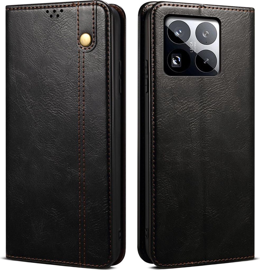 Hülle für Xiaomi 15 Leder Brieftasche Schutzhülle mit Standfunktion Schwarz